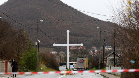 Пътната блокада край село Рударе, Косово, 11 декември 2022 г. 