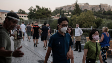 Туристи в Атина, 25 юли 2020 г.