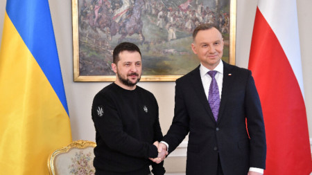 Президентите на Украйна Володомир Зеленски (вляво) и на Полша Анджей Дуда - Варшава, 5 април 2023