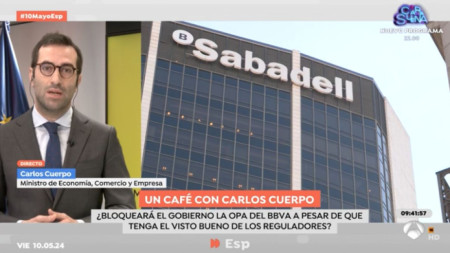 Испанският икономически министър Карлос Куерпо коментира евентуалното сливане на BBVA и Banco Sabadell 