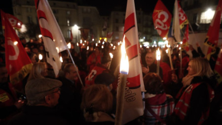 Протест в Монпелие срещу планираната пенсионна реформа във Франция, 12 януари 2023 г.