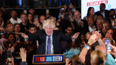 Борис Джонсън на предизборно събитие на торите в Лондон, 2 юли 2024 г.