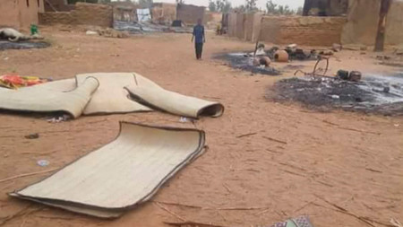 Кадър от едно от селата в Нигер, където е извършено джихадисткото нападение, 3 януари 2021 г. 