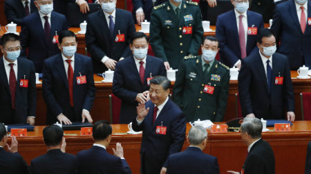 Си Цзинпин на церемонията по откриване на XX-ия конгрес на Китайската компартия, 16 октомври 2022 г.