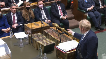Премиерът на Великобритания Борис Джонсън в парламента