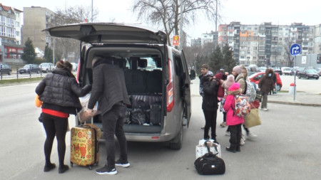 Ukrainian refugees arriving in the northwestern town of Vidin, Bulgaria. 