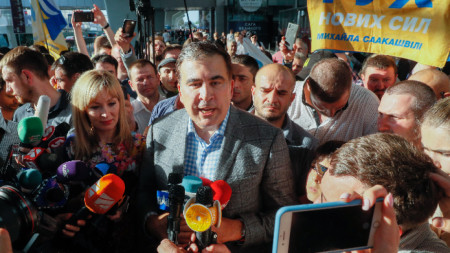 Михаил Саакашвили при завръщането си в Киев през май 2019 г.