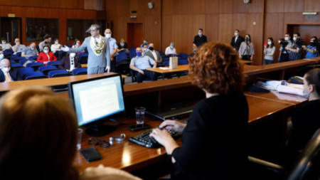 Произнасяне на присъдите по случая „Рекет” от съд в Скопие.