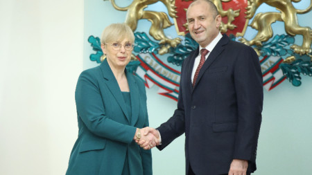 Президентите на България и Словения Румен Радев и Наташа Пирц Мусар (вляво) - София, 27 февруари 2023