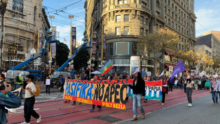 Протестът в Сан Франциско срещу срещата на високо равнище, 12 ноември 2023 г.