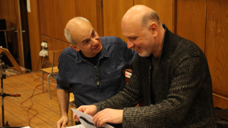 Антони Дончев (вдясно) и Кристиян Бояджиев, 1 студио БНР, 2015 г.