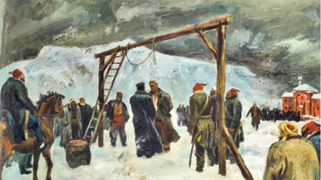 „Обесването на Васил Левски“, худ. Борис Ангелушев, 1942