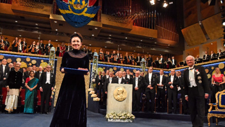 Олга Токарчук на връчването на Нобеловите награди за литература за 2018