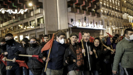 Младежи на протест в Солун, 13 декември 2022 г.