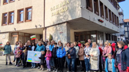 Ukrainian refugees in the mountain resort of Bansko held peaceful demonstration, November 10, 2023.