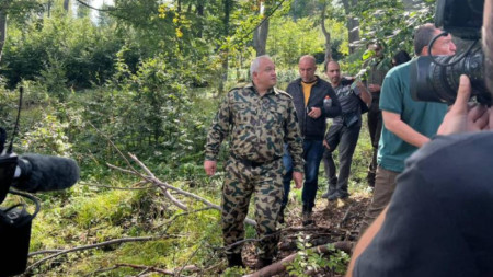 Minister Ivan Demerdzhiev checks for unauthorized logging.