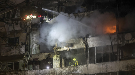 Поразена 9-етажна сграда в Киев, 25 ноември 2025 г.