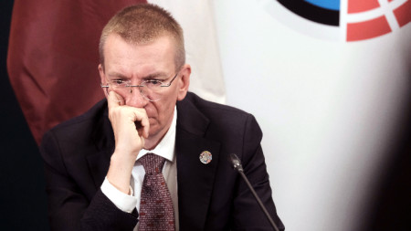 Латвийският външен министър Едгарс Ринкевичс на пресконференция в Каунас, Литва, 7 септември 2022 г.