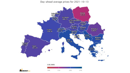 Цените на тока на европейските енергийни борси се стабилизират за