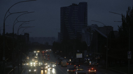 Киев по време на прекъсване на електрозахранването след руски удари, 10 октомври 2025 г.