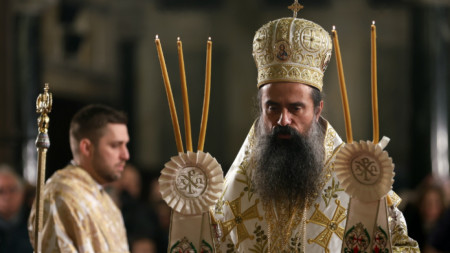 Patriarhul Bulgariei și Mitropolitul Sofiei Daniel în timpul slujbei festive de Naștere, 25 decembrie 2024.