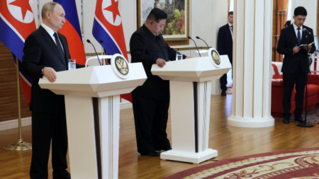 Пресконференция на Путин и Ким, Пхенян, 19 юни 2024 г.
