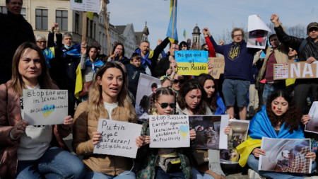 Протест срещу войната в Украйна се проведе в Брюксел, Белгия