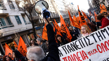 Протест на студенти и учители в Солун, 8 февруари 2024 г.