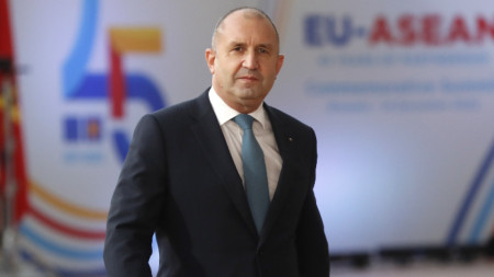 Президентът Румен Радев пристига за участие в срещата на върха ЕС-АСЕАН в Брюксел, 14 декември 2022 г.