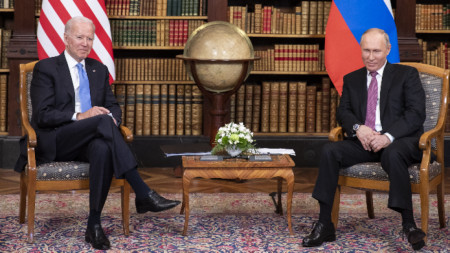 Джо Байдън и Владимир Путин в Женева, 16 юни 2021 г.