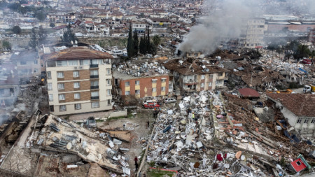 Разрушенията след земетресението в Хатай, Турция, 7 февруари 2023
