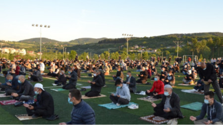 Ramadan Bayram prayers under the open sky in Kurdzhali