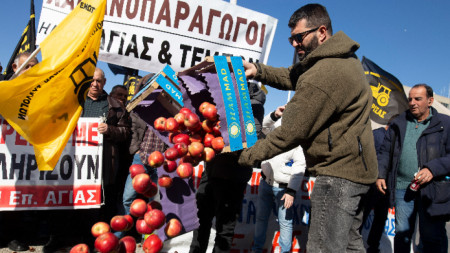 Фермерски протест в Солун, 3 февруари 2024 г.