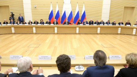 Заседание на Владимир Путин с работната група за промени в конституцията на Русия.