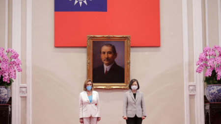 Нанси Пелоси и президентът на Тайван Цай Ингвен в Тайпе, 3 август 2022 г.