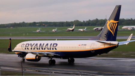 Нискотарифният авиопревозвач Райънеър Ryanair отчете загуба от 96 милиона евро
