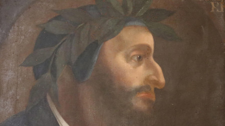 Портрет на Данте Алигиери от неизвестен художник (1500-1600 г.) в кабинета на кмета на община Орвието (Терни), Италия