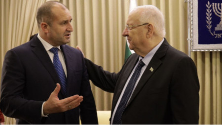 Presidents Rumen Radev and Reuven Rivlin at their meeting in Jerusalem