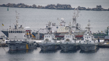 Украински кораби на пристан в Одеса, 28 януари 2022 г.