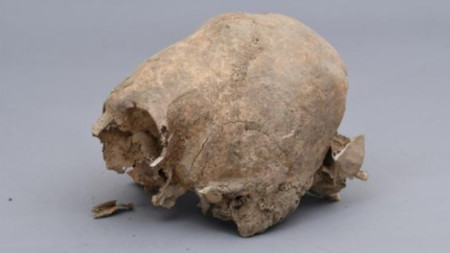 Удълженият череп открит при разкопките на ул. 