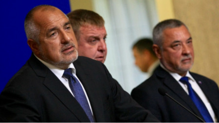 Boyko Borissov (left), Krasimir Karakachanov, Valeri Simeonov (right)