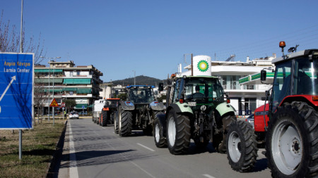Фермери с тракторите си в Ламия, Гърция, архив, 26 януари 2024 г.