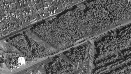 Сателитна снимка на руската военна база в Нова Каховка