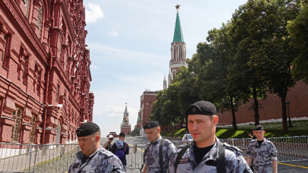 Полиция на Червения площад в Москва, 25 юни 2023 г.