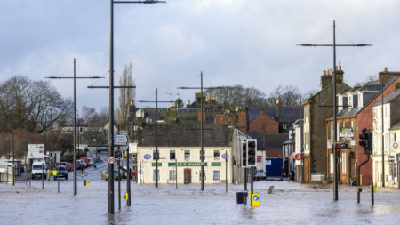 Наводнение пътища в Уайтсандс, Дъмфрис, Шотландия, 30 декември 2022 г.