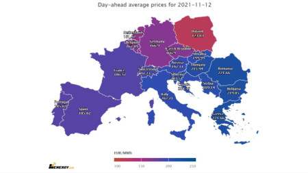 Средната цена на тока за петък на европейските енергийни борси