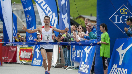 Шабан Мустафа на финала на Алпийския маратон на Лихтенщайн