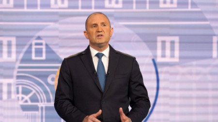 Rumen Radev during the televised election debate