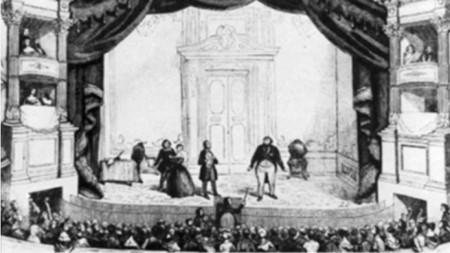Премиера на „Дон Паскуале“ в Театър Италиен, Франция, 1843 (гравюра)