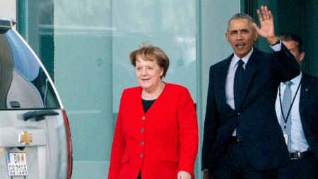 Ангела Меркел и Барак Обама по време на срещата си на 5 април в Берлин 